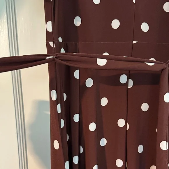 Anne Klein Maroon and White Polka Dot Midi Dress NWT - Picture 4 of 4